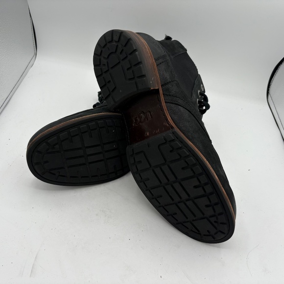 RARE UGG Australia Jarrett Leather Boots Men’s 10 Black Elastic Lace Up Moc Toe - Picture 6 of 15